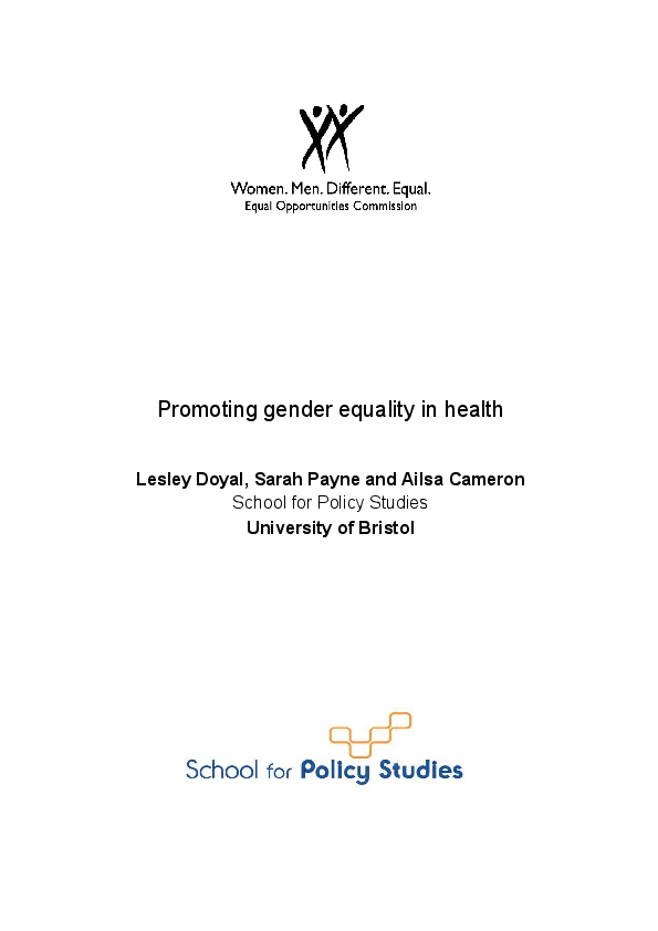 (PDF) Promoting gender equality in health