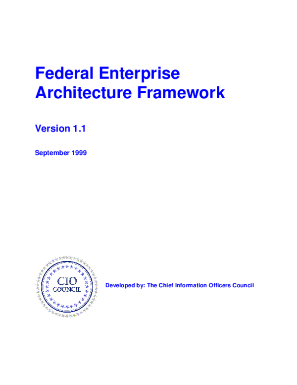 (PDF) Federal Enterprise Architecture Framework