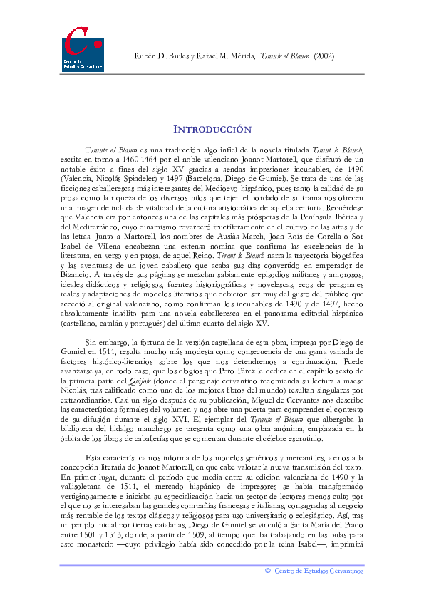 (PDF) Tirante el Blanco Valladolid, Diego de Gumiel, 1511