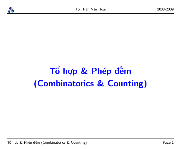 First page of “Tổ hợp & Phép đếm (Combinatorics & Counting”