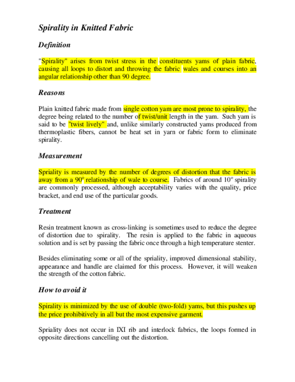 (PDF) Spirality in Knitted Fabric Rama moorthi Govindan and