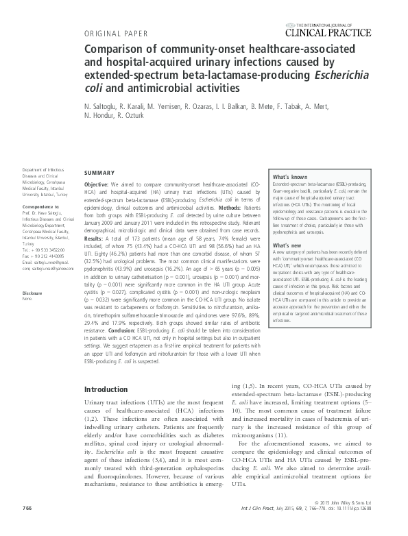 (PDF) Comparison of community-onset healthcare-associated and hospital ...