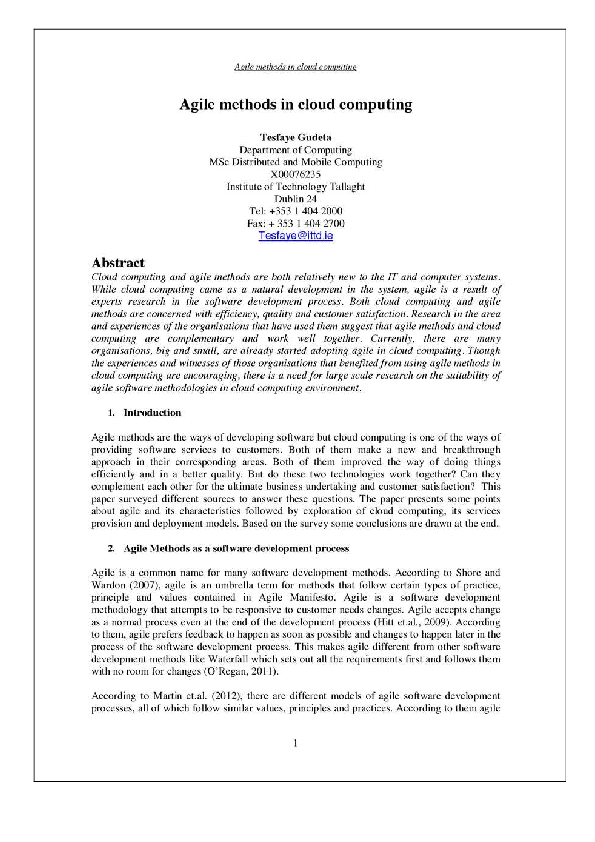 (PDF) Agile Methods in Cloud Computing