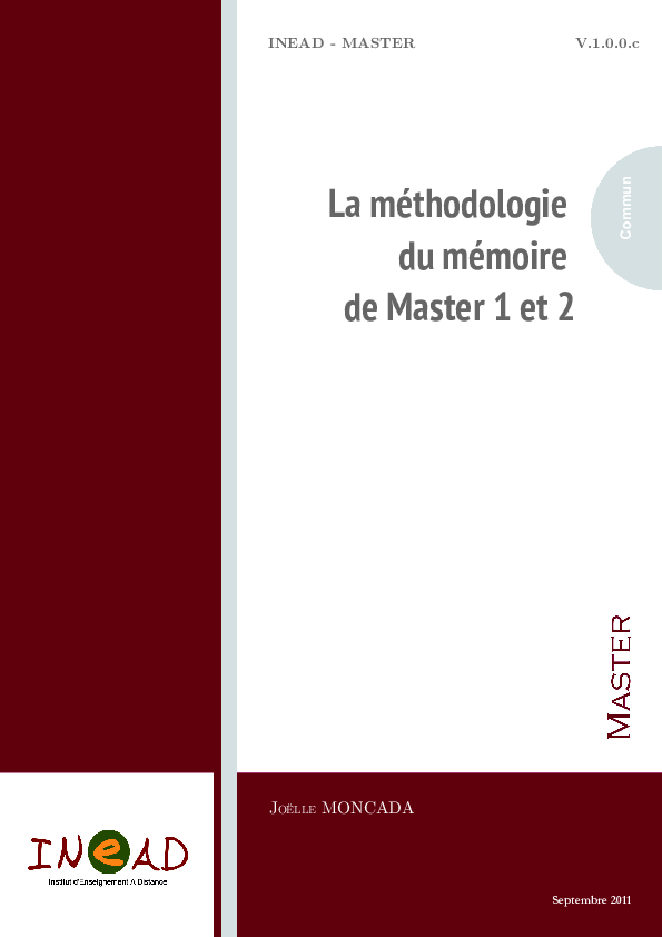 La méthodologie du mémoire de Master 1 et 2