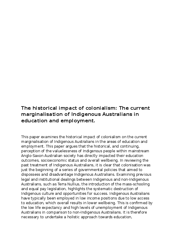 (DOC) The historical impact of colonialism: The current marginalisation ...
