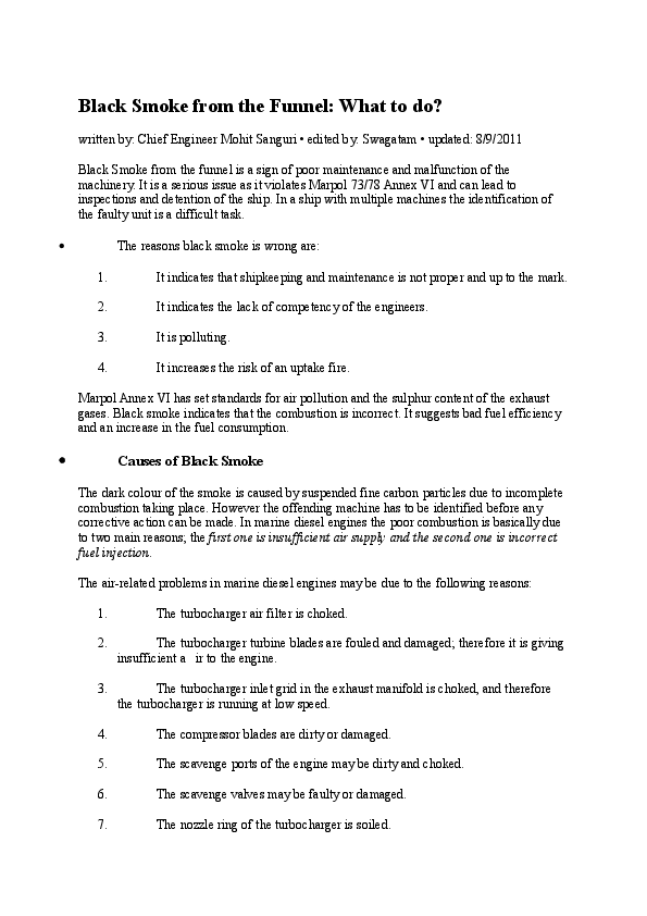 (DOC) Black Smoke from the Funnel What to do? Causes of Black Smoke Rald Layague Academia.edu