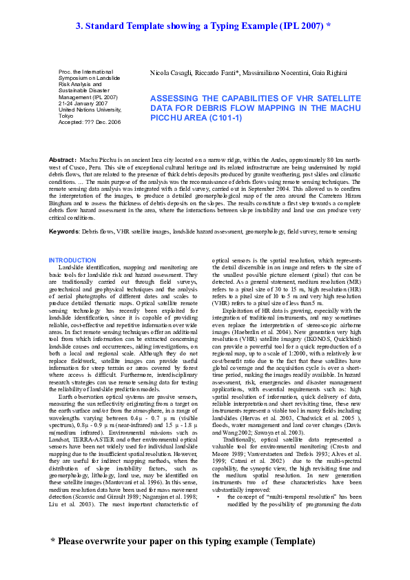 (DOC) 3. Standard Template showing a Typing Example (IPL 2007)