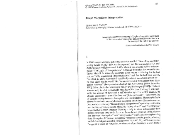 (PDF) Joseph Margolis on Interpretation