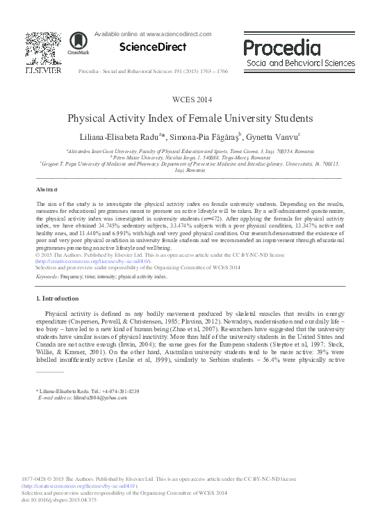 (PDF) Physical Activity Index of Female University Students