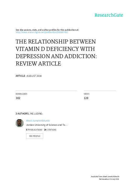 (PDF) THE RELATIONSHIP BETWEEN VITAMIN D DEFICIENCY WITH DEPRESSION AND