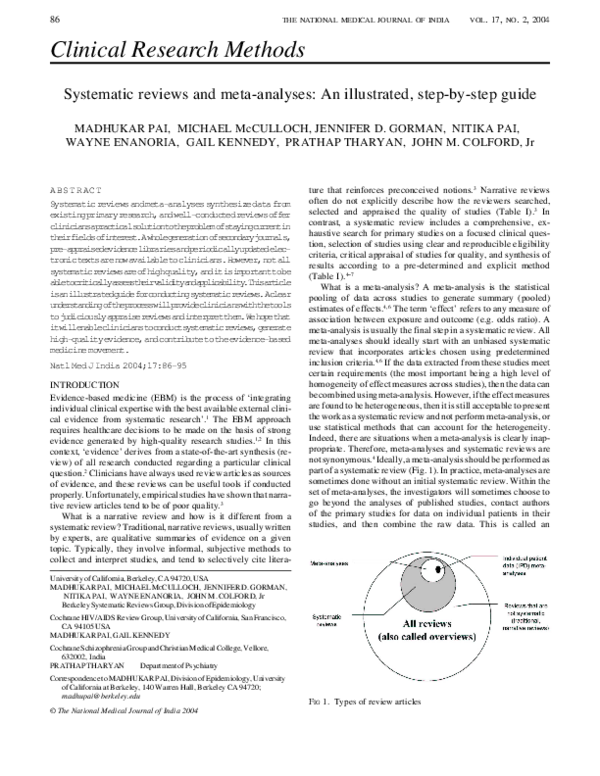 (PDF) Systematic reviews and meta-analyses: An illustrated step-by-step ...