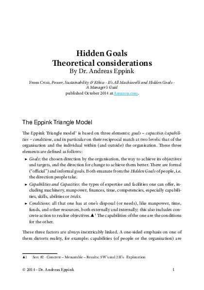 Hidden Goals - Theoretical considerations