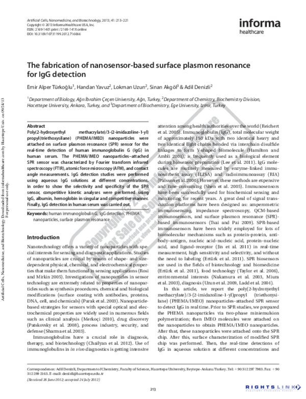 (PDF) The fabrication of nanosensor-based surface plasmon resonance for ...