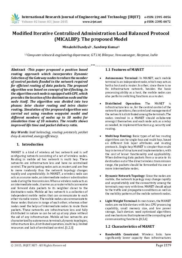 (PDF) IRJET-Modified Iterative Centralized Administration Load Balanced ...