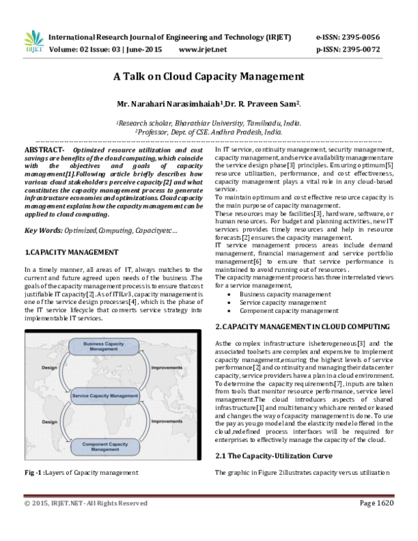 (PDF) IRJET- A Talk on Cloud Capacity Management