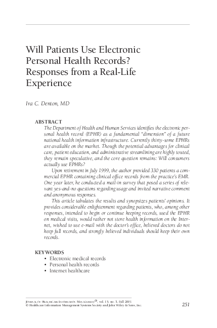 (PDF) Computer-based Patient Record: Personal Experience with an ...