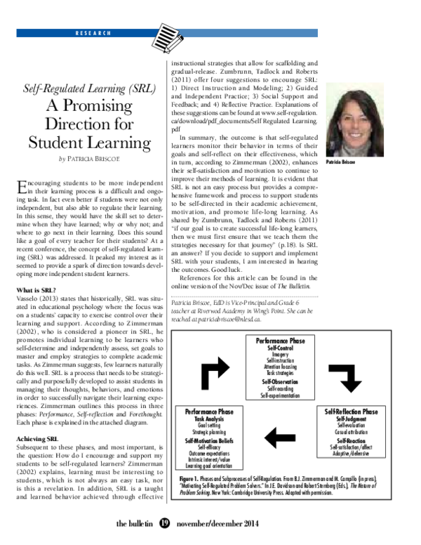 (PDF) Self-Regulated Learning (SRL): A Promising Direction for Student ...