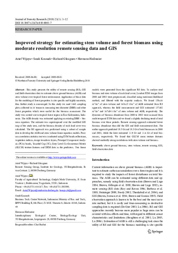 (PDF) Improved strategy for estimating stem volume and forest biomass ...