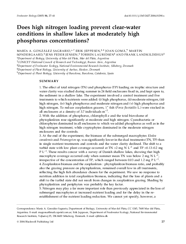 (PDF) Phytoplankton dynamics in a shallow lake dominated by common