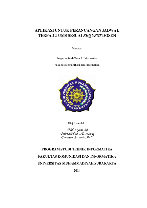 Skripsi Informatika Ums Ide Judul Skripsi Universitas