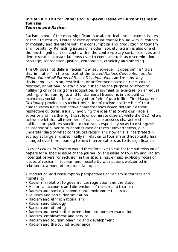 (DOC) Initial Call: Call for Papers for a Special Issue of Current ...