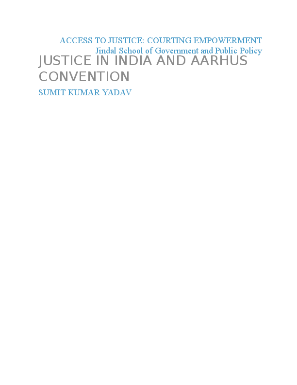 Doc Analysis Of Environmental Justice In India And Aarhus Convention Doc Analysis Of Environmental Justice In India And Aarhus Convention