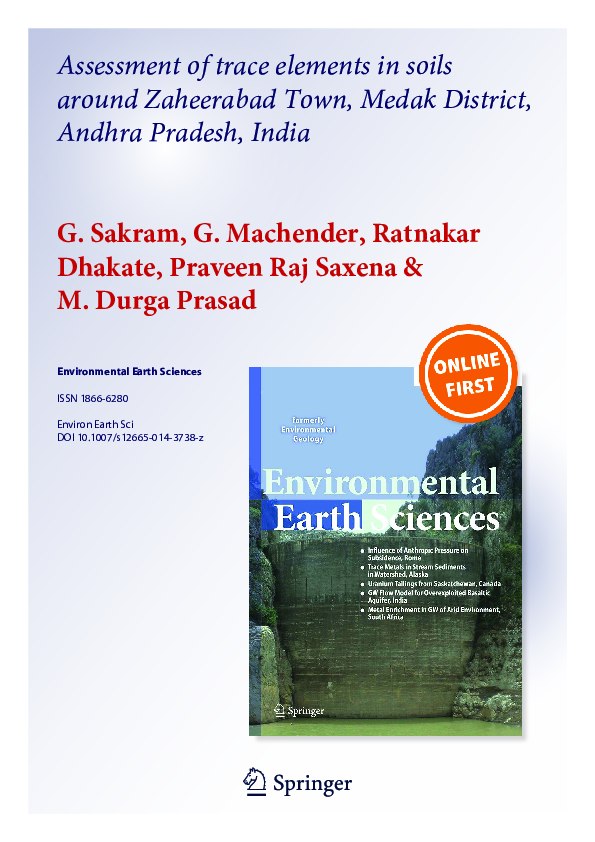 (PDF) Assessment of trace elements in soils around Zaheerabad Town ...