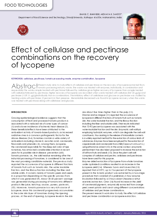 (PDF) Effect of cellulase and pectinase combinations on the recovery of