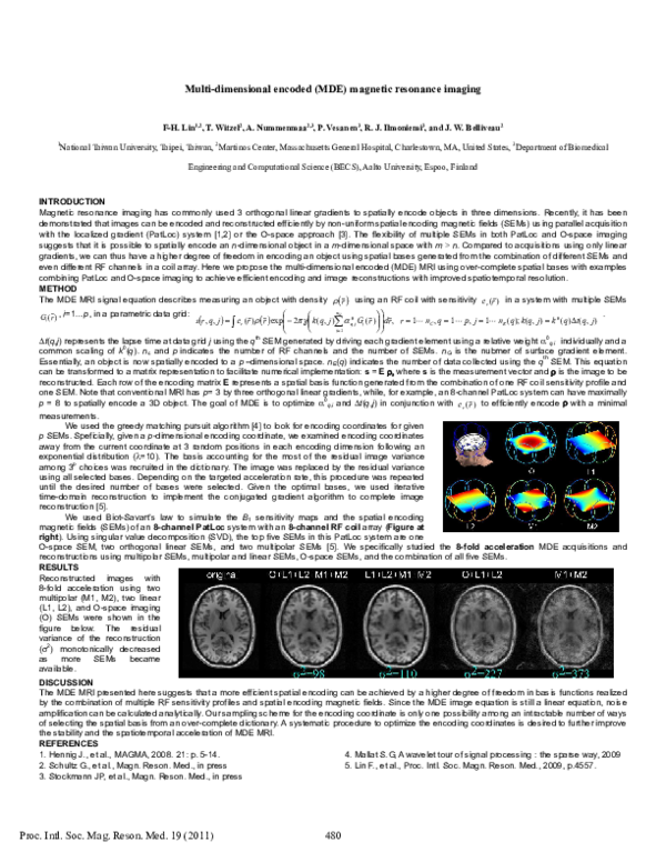 (PDF) Multi-dimensional encoded (MDE) magnetic resonance imaging