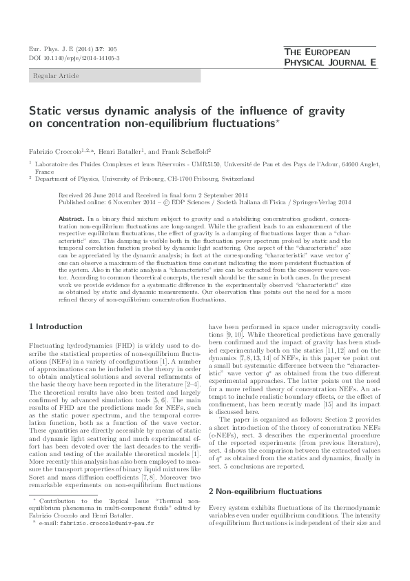 (PDF) Static versus dynamic analysis of the influence of gravity on ...