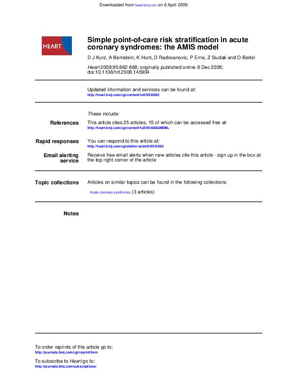 (PDF) Simple point-of-care risk stratification in acute coronary ...