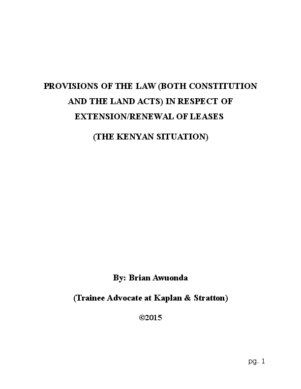 (DOC) Provisions of the law in respect to renewal/extension of leases