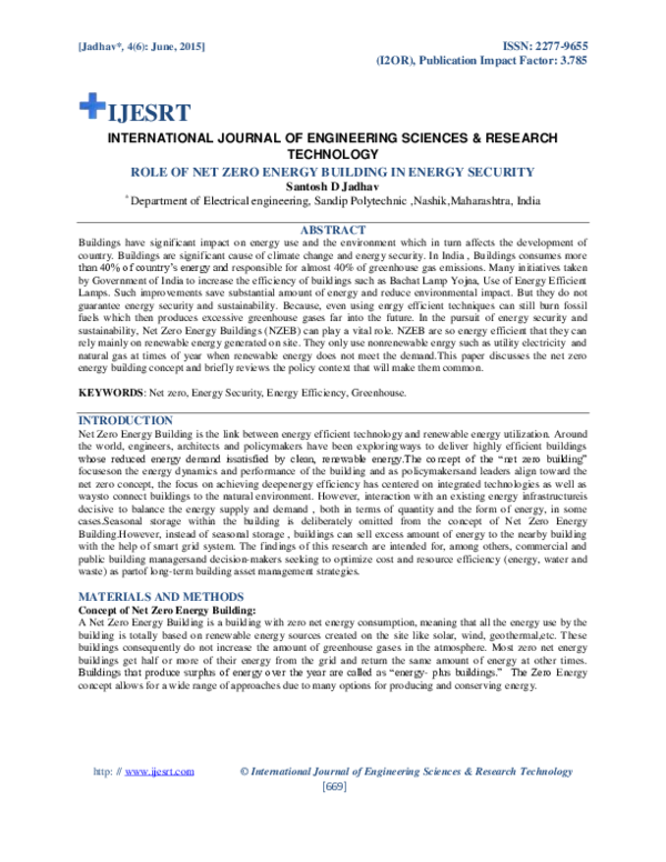 (PDF) ROLE OF NET ZERO ENERGY BUILDING IN ENERGY SECURITY
