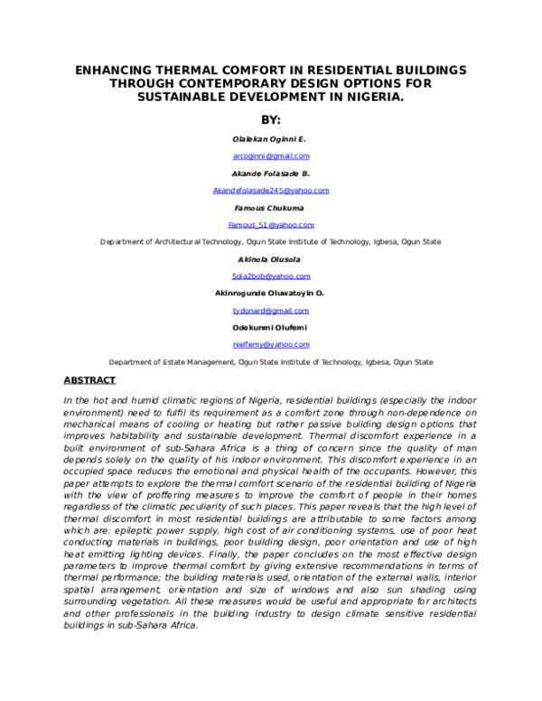 (DOC) ENHANCING THERMAL COMFORT IN RESIDENTIAL BUILDINGS THROUGH ...