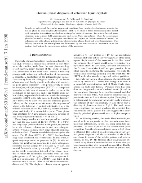 (PDF) Thermal phase diagrams of columnar liquid crystals