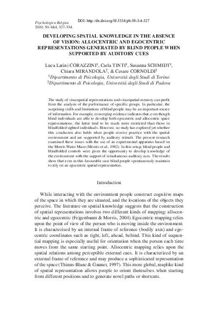 (PDF) Developing spatial knowledge in the absence of vision ...