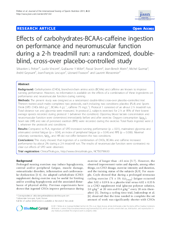 (PDF) Effects of carbohydratesBCAAscaffeine ingestion on performance
