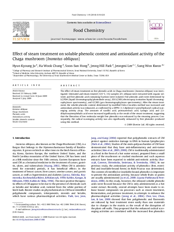 (PDF) Effect of steam treatment on soluble phenolic content and ...
