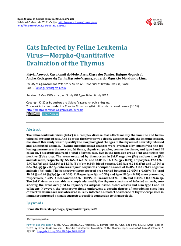Curated visual reference: Visual Reference: Pdf Cats Infected By Feline Leukemia Virus Morpho Quantitative