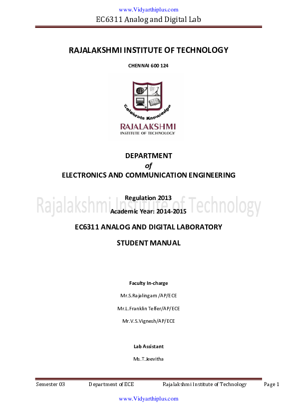 (PDF) EC6311 Analog and Digital Lab EC6311 ANALOG AND DIGITAL