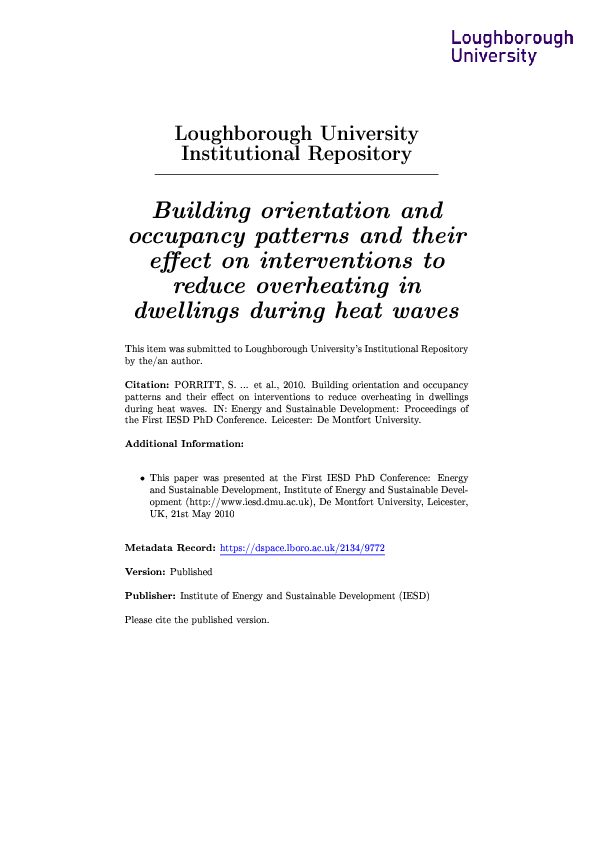 (PDF) Building orientation and occupancy patterns and their effect on ...