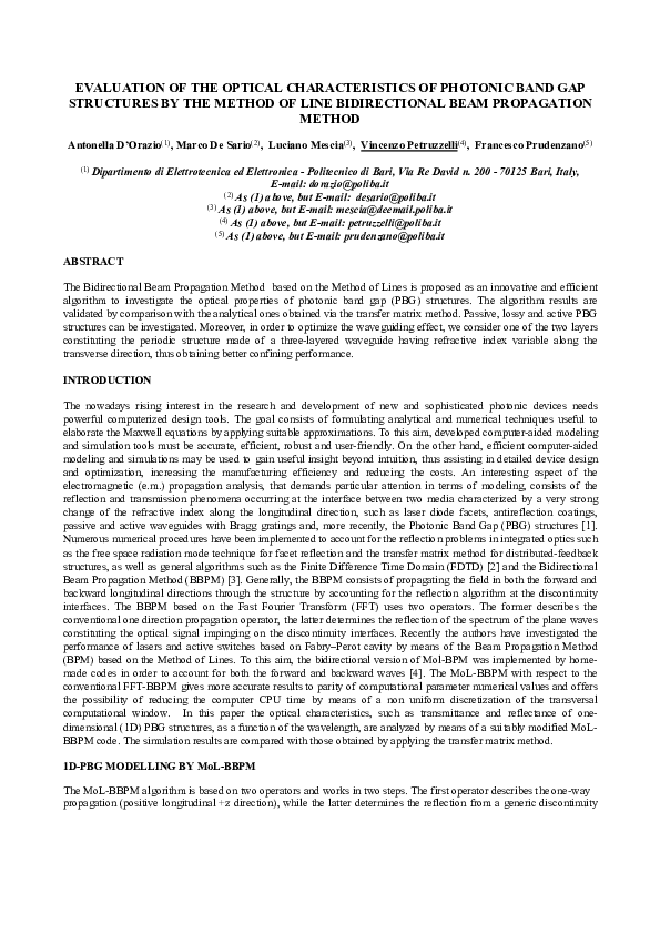 (PDF) … THE OPTICAL CHARACTERISTICS OF PHOTONIC BAND GAP STRUCTURES BY ...