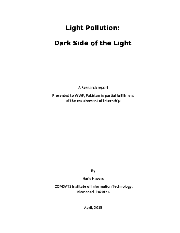(PDF) Light Pollution Dark Side of the Light Haris Hassan Academia.edu
