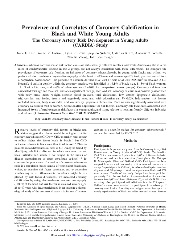 (PDF) Prevalence and correlates of coronary calcification in black and ...