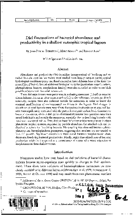 (PDF) Diel fluctuations of bacterial abundance and productivity in a ...