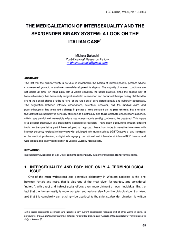 pdf the medicalization of intersexuality and the sex gender binary