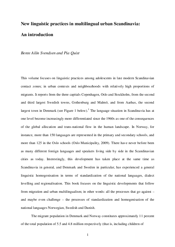 First page of “Multilingual urban Scandinavia”
