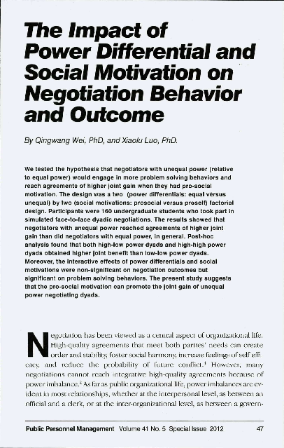 (PDF) The Impact of Power Differeivtial and Social Motivation on ...