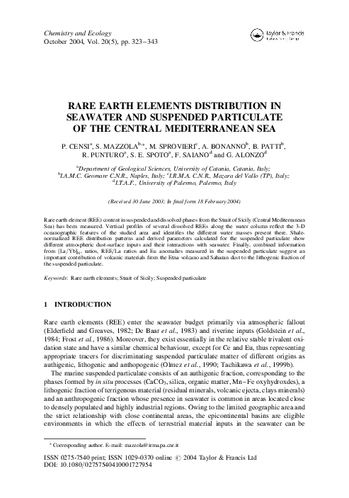 (PDF) Rare earth elements distribution in seawater and suspended ...