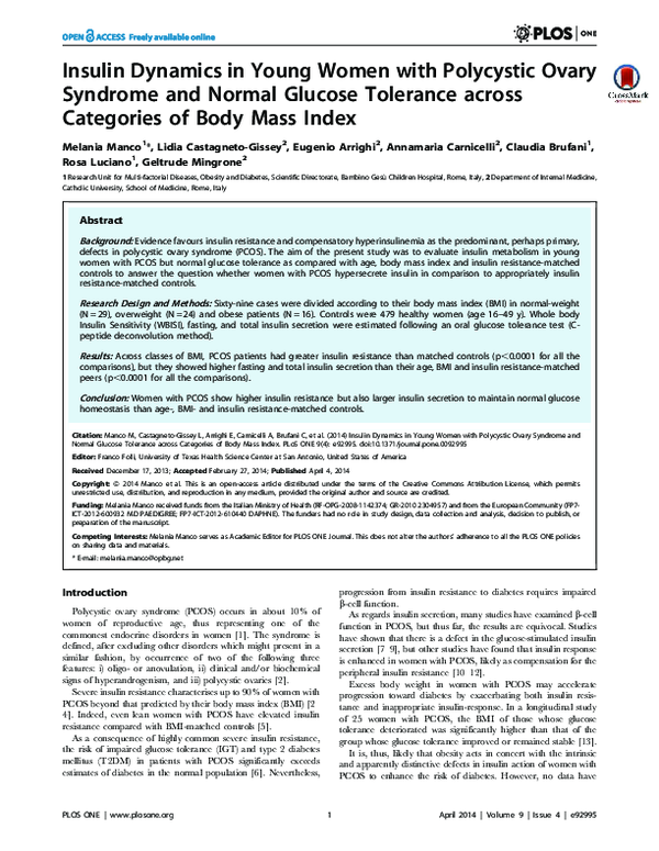 (PDF) Insulin Dynamics in Young Women with Polycystic Ovary Syndrome ...